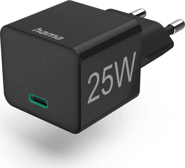 Hama Schnellladegerät USB-C PD/Qualcomm Mini-Ladegerät 25W schwarz