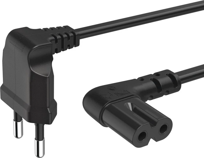 Hama Euro-Netzkabel gewinkelt/gewinkelt, 1.5m schwarz