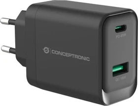 Conceptronic 2-Port 45W GaN USB-PD-Ladegerät schwarz