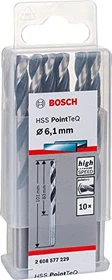 Bosch Professional HSS PointTeQ Spiralbohrer, 6.1x63x101mm, 10 Stück