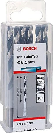 Bosch Professional HSS PointTeQ Spiralbohrer, 6.1x63x101mm, 10 Stück