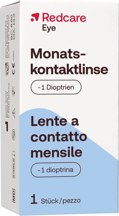 Redcare Monatskontaktlinse, -1.00 Dioptrien, 1 Stück