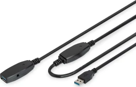 Digitus USB 3.0 aktives Verlängerungskabel, USB-A [Stecker] auf USB-A [Buchse], 15m schwarz (DA-73106)