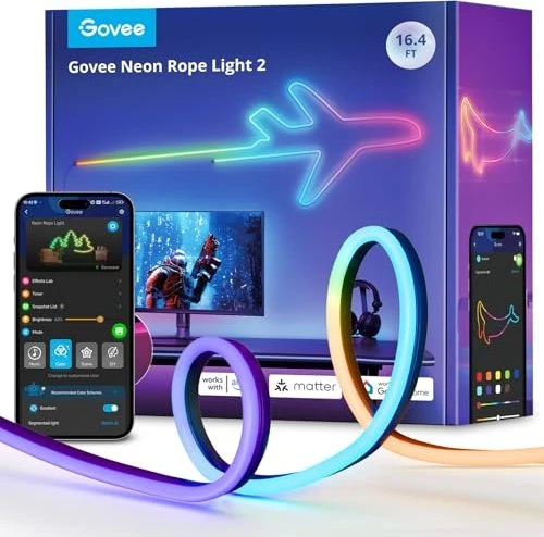 Govee H61D5 RGBIC Neon Rope Light 2 LED-Streifen 5m schwarz