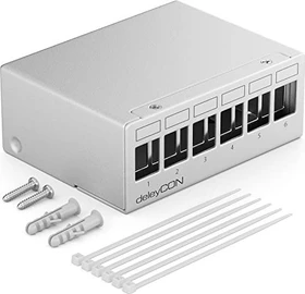 deleyCON Patchpanel Gehäuse für Keystone Module, 1HE, 6-Port, 1HE, grau