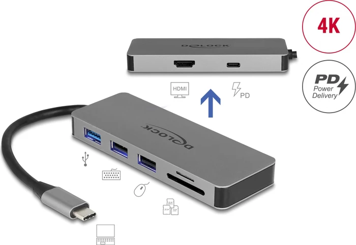 DeLOCK USB Type-C Dockingstation für Mobilgeräte 4K, USB-C 3.0 [Stecker]
