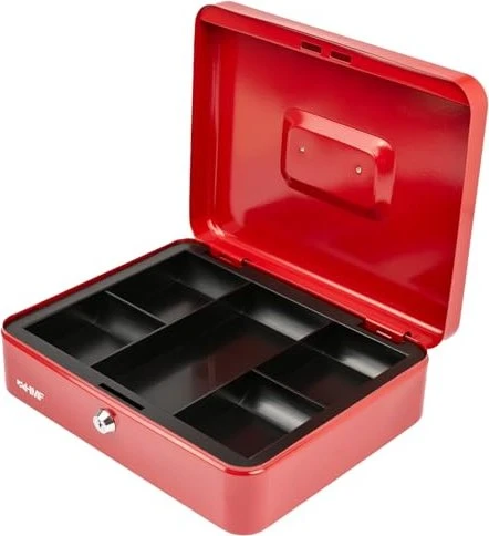 HMF 10130 Geldkassette, rot, Schlüsselschloss