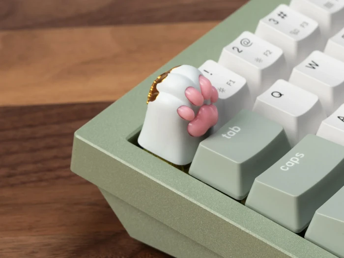 Keychron Kitty Paw Alu Alloy Artisan Keycap, Aluminium, Silikon, weiß/gold/rosa, 1 Taste