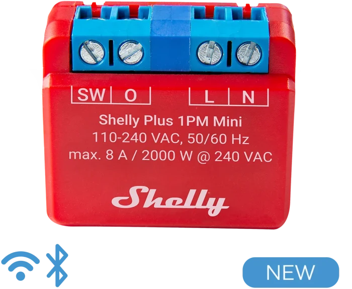Shelly Plus 1PM Mini, 1-Kanal, Unterputz, Schaltaktor