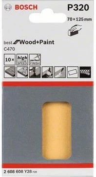 Bosch Professional C470 Best for Wood and Paint Schleifblatt K320, 70x125mm, 10 Stück