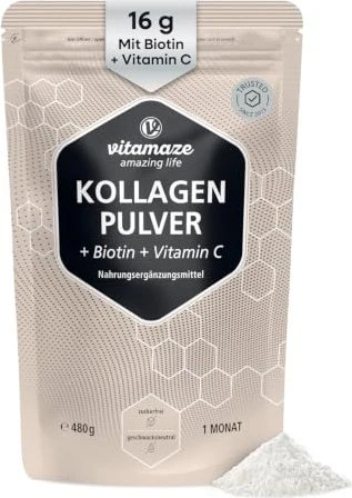 Vitamaze Kollagen Pulver + Biotin + Vitamin C, 480g