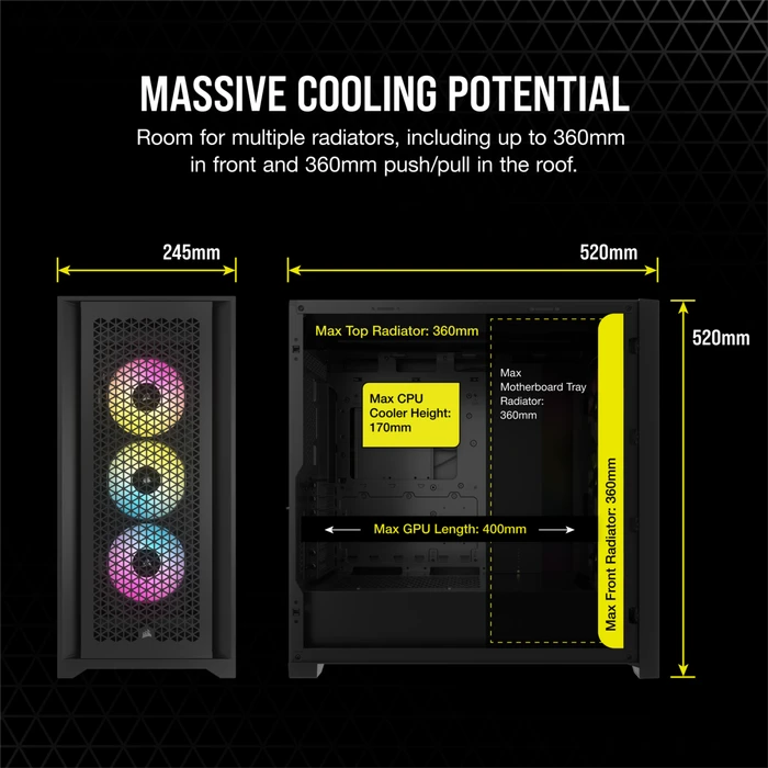 Corsair iCue 5000D RGB Airflow, schwarz, Glasfenster