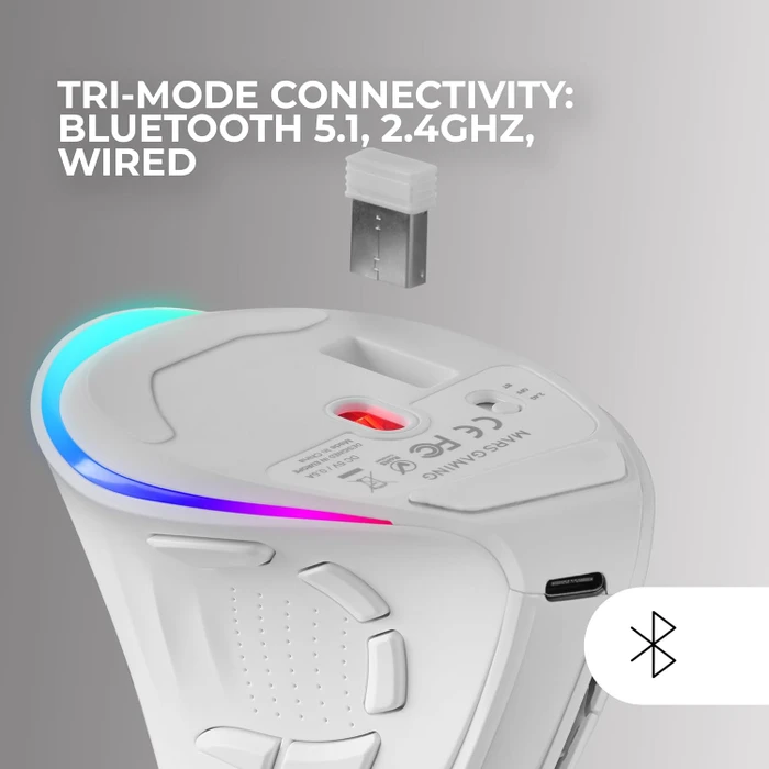 Mars Gaming MM-SK Ergonomic Wireless weiß, USB/Bluetooth