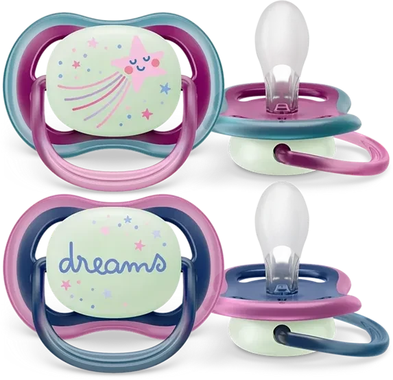 Philips Avent SCF376/14 Ultra Air Nighttime Beruhigungsschnuller, 6-18M, Silikon, dreams/stern, 2 Stück