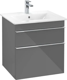 Villeroy & Boch Venticello Waschbeckenunterschrank für Becken mittig 2 Auszüge 553x590x477mm glossy grey/chrome