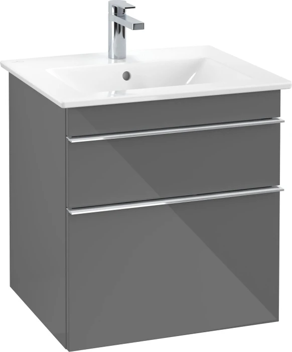 Villeroy & Boch Venticello Waschbeckenunterschrank für Becken mittig 2 Auszüge 553x590x477mm glossy grey/chrome