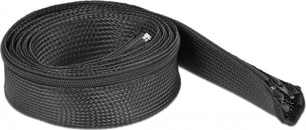 DeLOCK Geflechtschlauch mit Reißverschluss, hitzebeständig, 50mm, 2m, schwarz