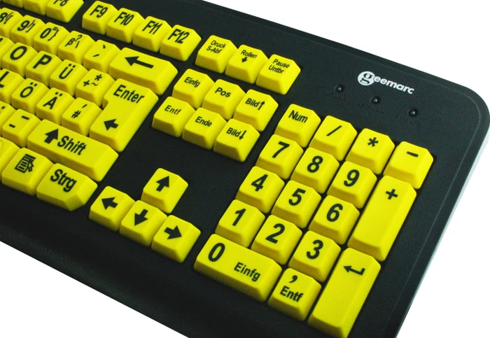 Geemarc Großschrifttastatur V3 gelb, USB, DE