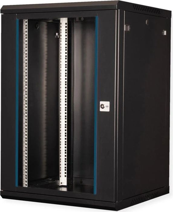 Roline / Secomp Value 19" Wandgehäuse 18HE, Flatpack, Sicherheitsglastür, IP20, RAL 9005, 600mm tief