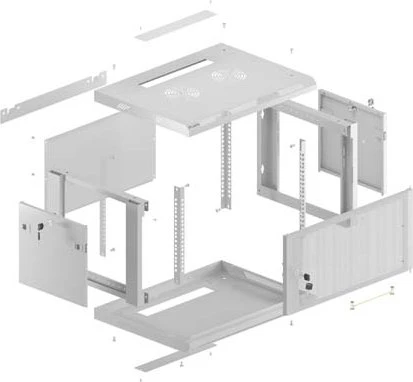 Lanberg WF01 Series 19" Wandschrank 9HE, hängend, Flatpack, Gitternetztür, IP20, RAL 7035, 600mm tief