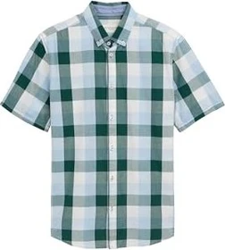 Tom Tailor Regular Fit Big Check Hemd kurzarm grün/blau (Herren)