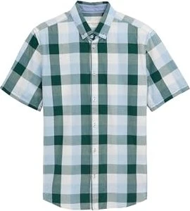 Tom Tailor Regular Fit Big Check Hemd kurzarm grün/blau (Herren)