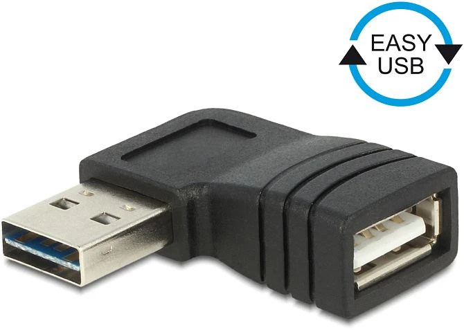 DeLOCK EASY-USB 2.0 Adapter, USB-A [Stecker] auf USB-A [Buchse], vertikal gewinkelt 90°