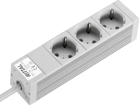Rittal Steckdosenleiste, 3-fach, inkl. Anschlusskabel, ohne Stecker, 2m, grau