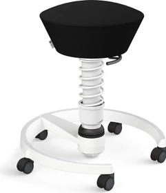 Aeris Swopper New Edition Bürohocker mit Rollen, Feder Standard, Gestell Alu weiß, Bezug Wollmischung Select schwarz