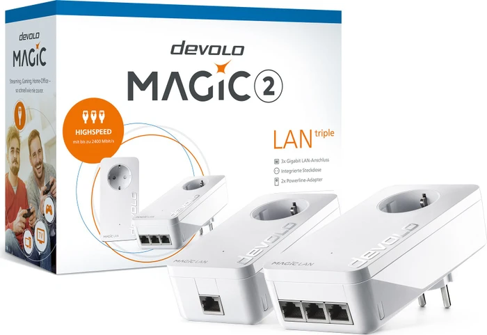 devolo Magic 2 LAN triple Starter Kit, G.hn, 3x RJ-45, 2er-Pack