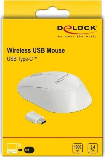 DeLOCK Wireless USB-C Mini Maus weiß, USB-C