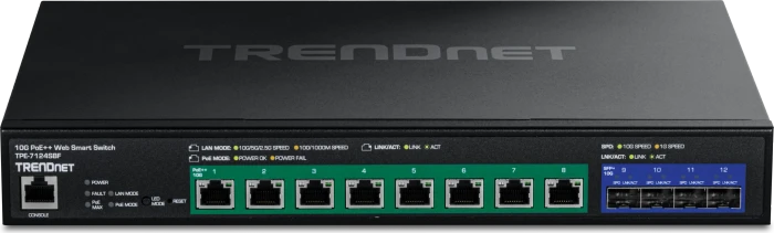 TRENDnet TPE Rackmount 10G Smart Switch, 8x RJ-45, 4x SFP+, 720W PoE++