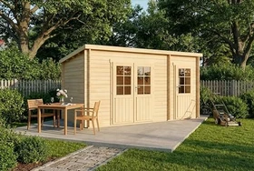 Alpholz Maria 430x230cm Gartenhaus inkl. Anbau natur
