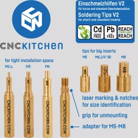 CNC Kitchen Einschmelzhilfen V2 für Gewindeinsatz, kompatibel zu T18/M900 Lötkolben
