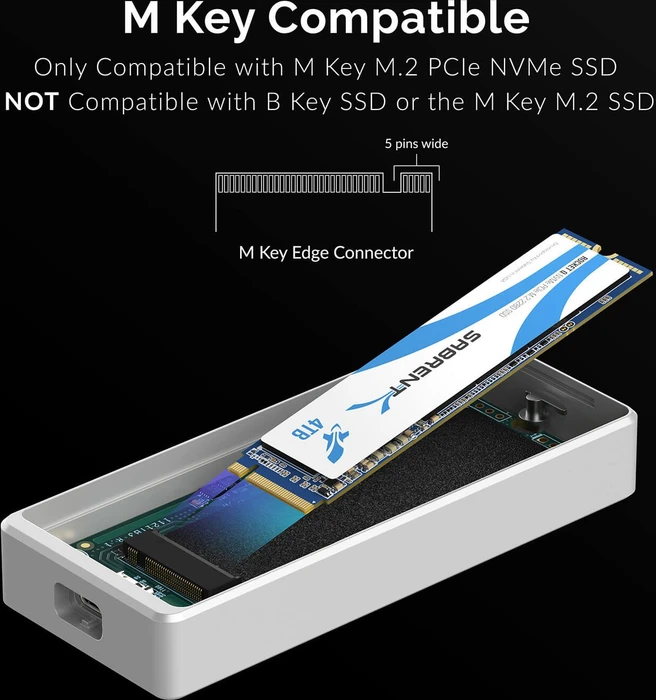 Sabrent Thunderbolt 3 to M.2 NVMe SSD Tool-Free Enclosure, Thunderbolt 3 / USB-C 3.1
