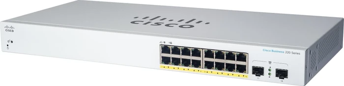 Cisco Business 220 Rackmount Gigabit Smart Switch, 16x RJ-45, 2x SFP, 130W PoE+