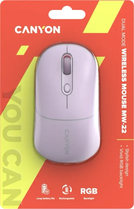 Canyon OnClick 22 / MW-22 Dual-Mode Wireless Mouse rosa, USB/Bluetooth