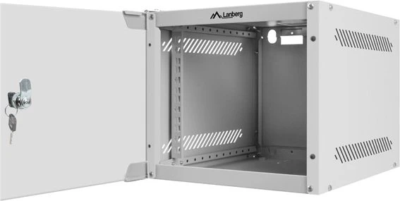 Lanberg WF10 Series 10" Rack Wandschrank 4HE, hängend, Flatpack, Glastür, IP20, RAL 7035, 310mm tief