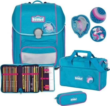 Scout Genius Dolphins Schultaschen-Set, 4-tlg.