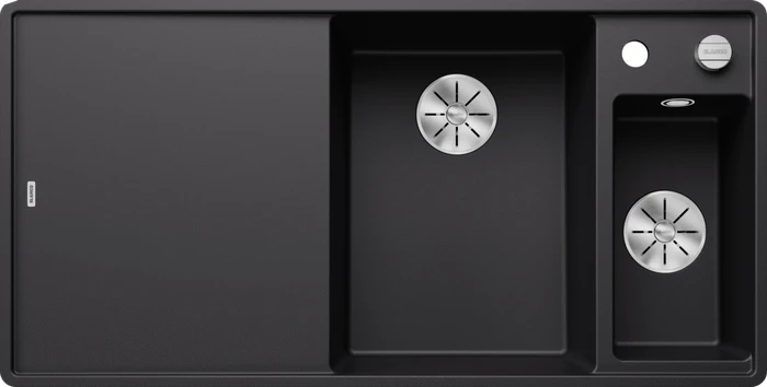 Blanco Axia III 6 S-F InFino Becken rechts mit Ablauffernbedienung schwarz inkl. Glasschneidebrett