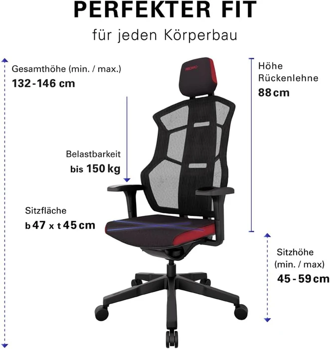 Recaro Aer Essential Gamingstuhl, Ruby Red
