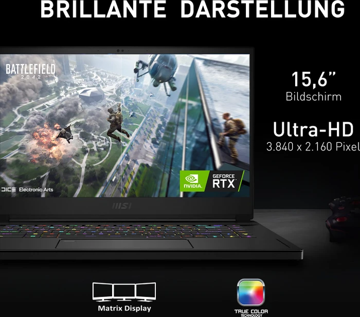 MSI Stealth GS66 12UHS-276, Core Black, Core i9-12900H, 64GB RAM, 2TB SSD, GeForce RTX 3080 Ti, DE