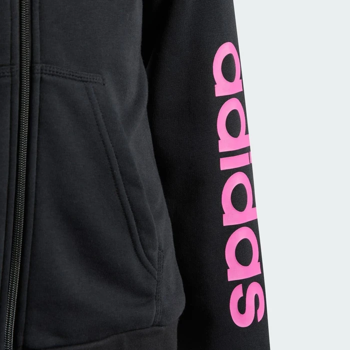 adidas Essentials Linear Logo Kapuze Hoodie black/semi lucid fuchsia (Junior)