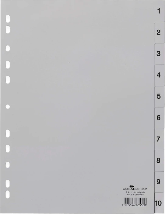 Durable Zahlenregister A4, grau, 10er Teilung