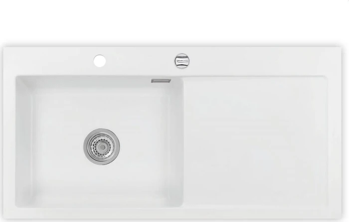 systemceram Mera 100 SL Einbau Becken links mit Ablauffernbedienung polar