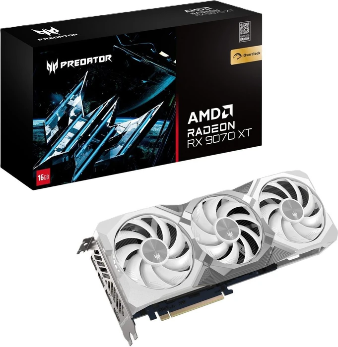 Acer Predator BiFrost Radeon RX 9070 XT OC 16GB White Edition, 16GB GDDR6, HDMI, 3x DP