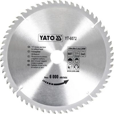Yato YT-6072 HM Kreissägeblatt 60Z, 250x2.2x30mm, 1 Stück