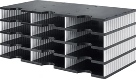 Styro trio Briefablage, 12 Fächer, schwarz/weiß