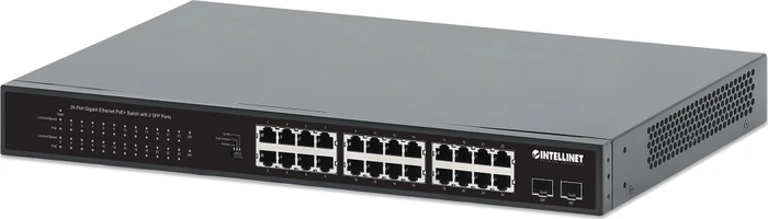 Intellinet Rackmount Gigabit Switch, 24x RJ-45, 2x SFP, 370W PoE+
