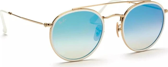 Ray-Ban Round Double Bridge gold/blue gradient flash